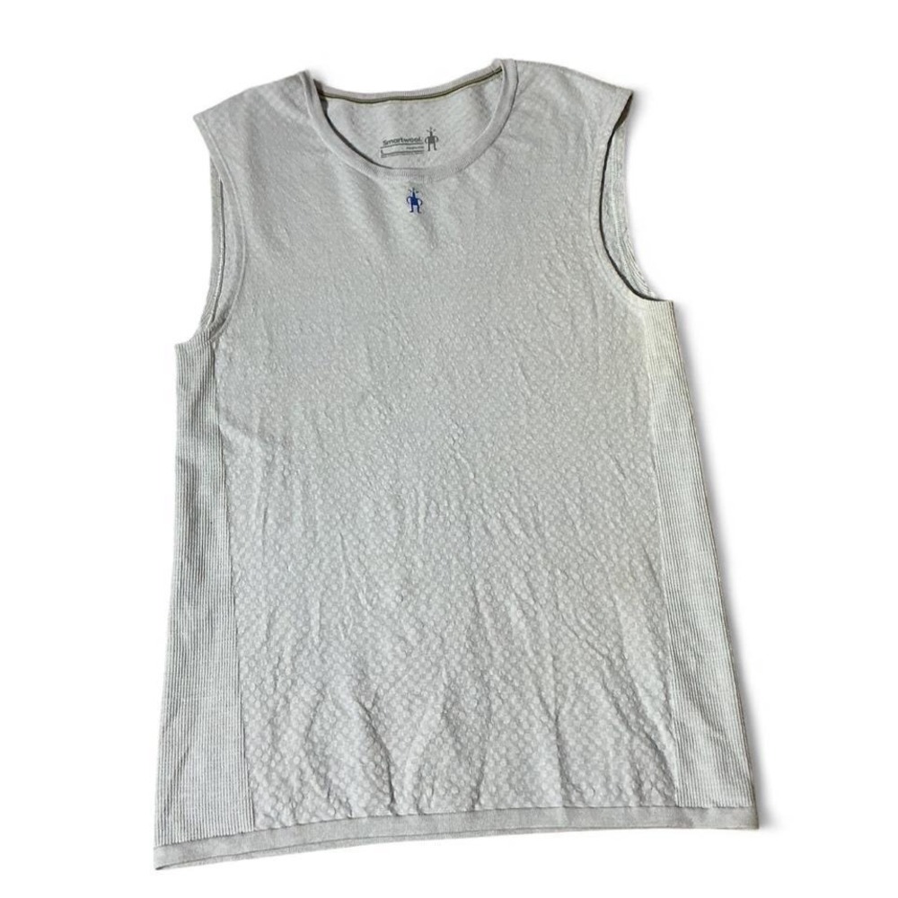 Smartwool Intraknit Merino Wool Tank Top Mens Gray Base Layer Sleeveless FLAW